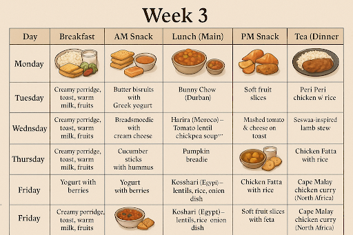 African-inspired nursery meals week 3